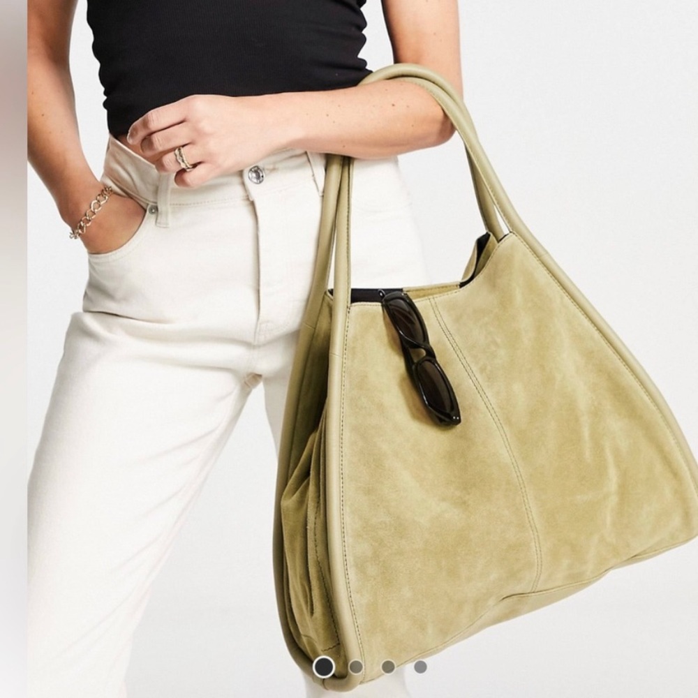 ASOS Design Sage Green Suede Tote
